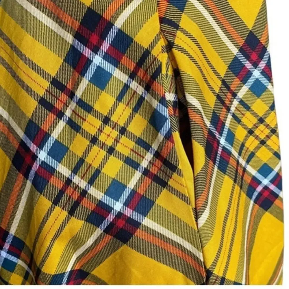 Hanpceirs Cap Sleeve 1950s Retro Vintage Style swing Gold Plaid Dress size XS